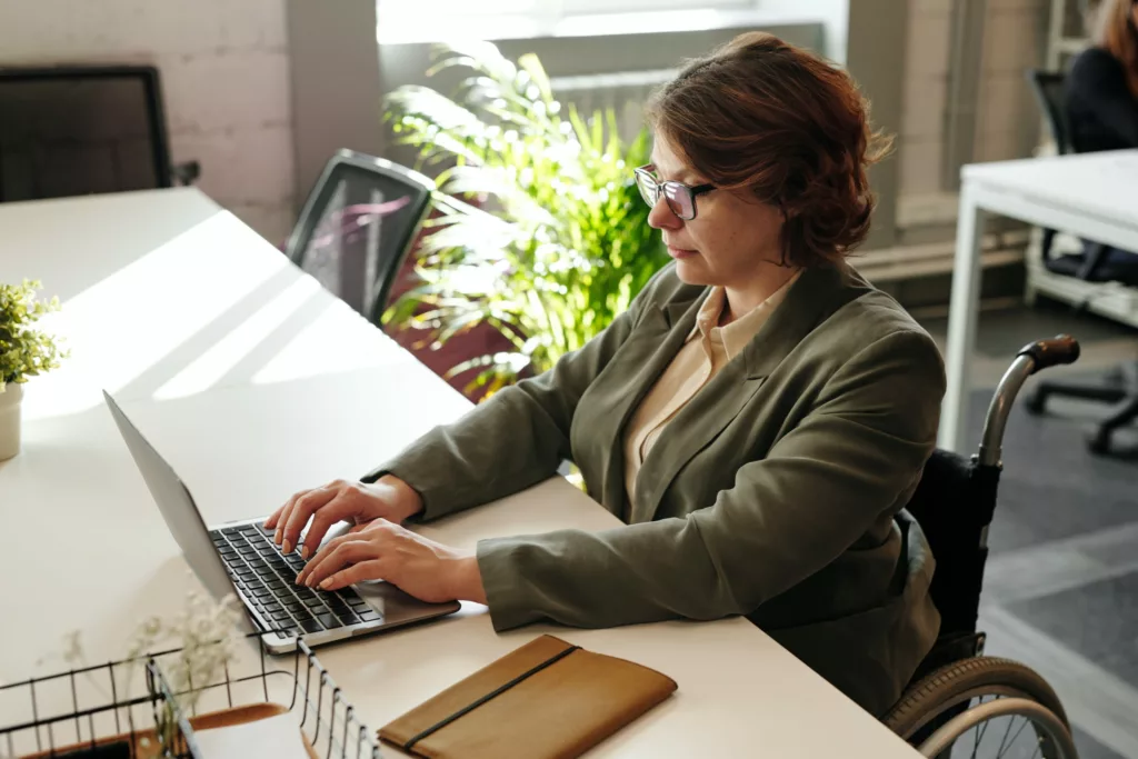 Woman working on laptop
