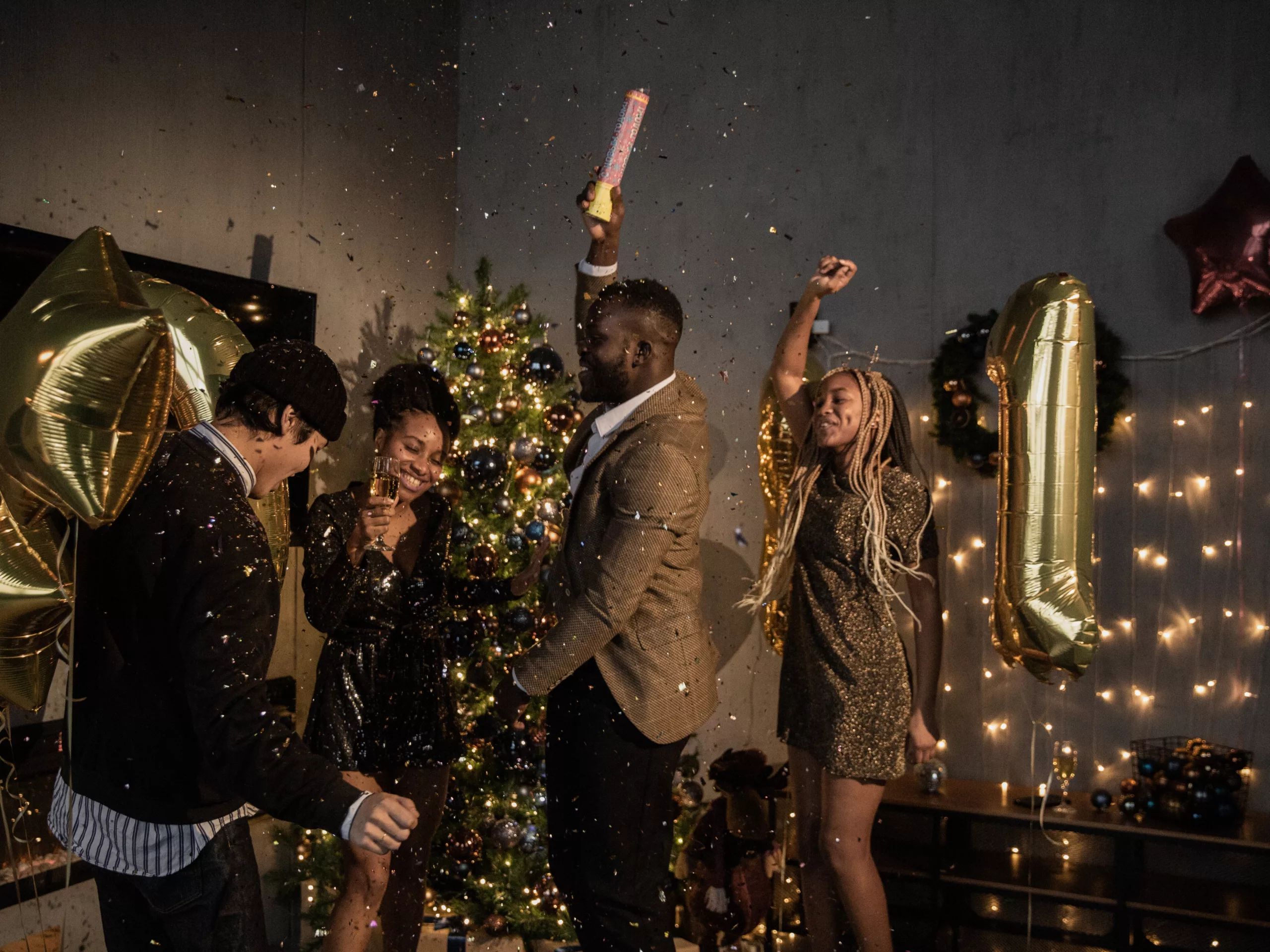 People dancing at festive party